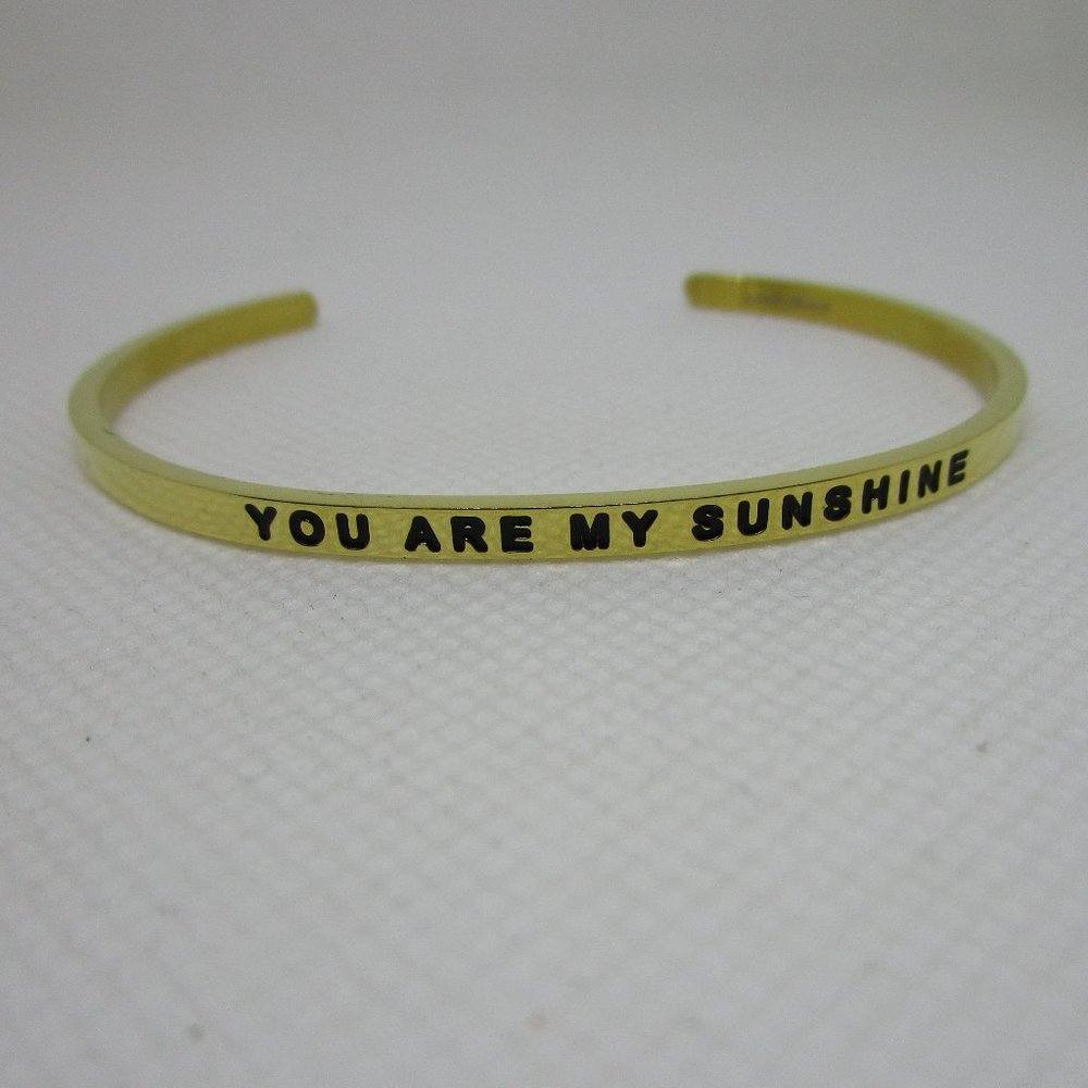LARGE MantraBand gold tone narrow cuff bracelet